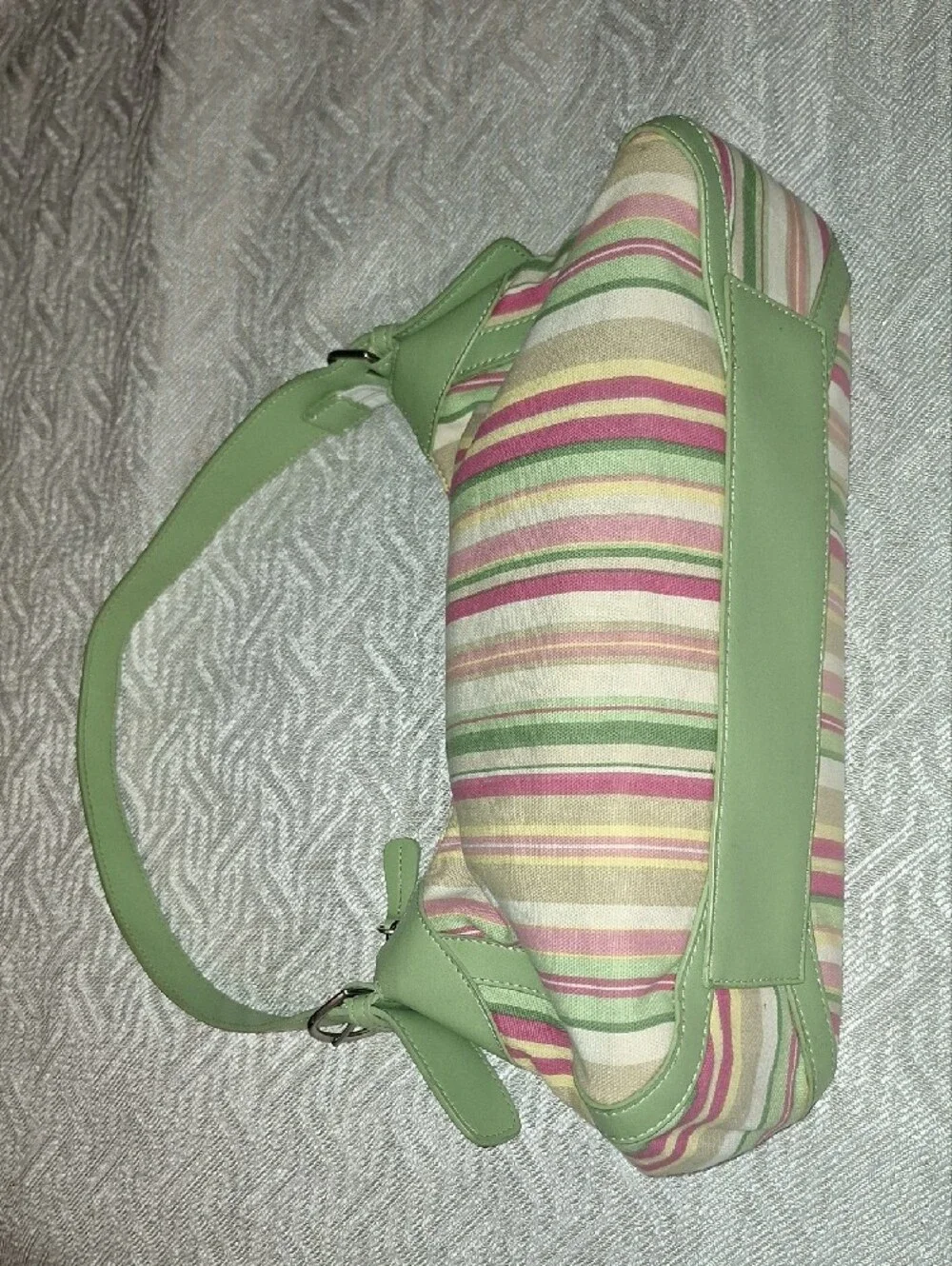 Fossil Striped Shoulder Bag in Pink and Light Green